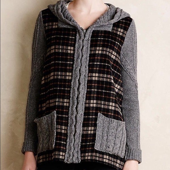 Anthropologie zip up hooded sweater - Sz L - Picture 1 of 8